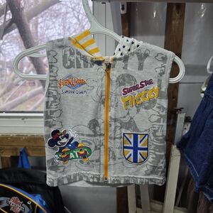 Kids' Gray & Yellow Sleeveless Zip Hoodie Vest - Mickey Design